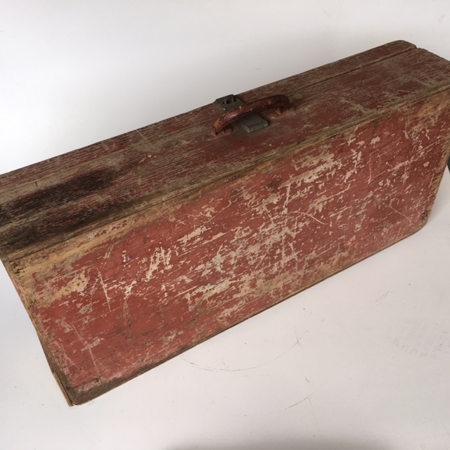 TOOL BOX, Large Painted Timber - Red (86cmW x 40cmH)